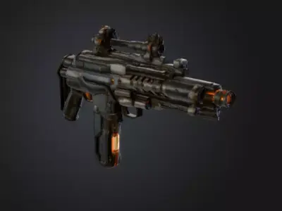 Futuristic Blaster 3D Model Low-poly 3D model