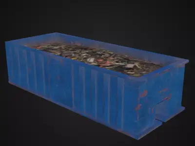 Blue Dumpster Free low-poly 3D model