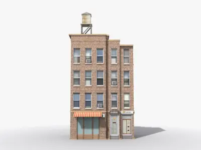 Apartment Building x23 Low-poly 3D model