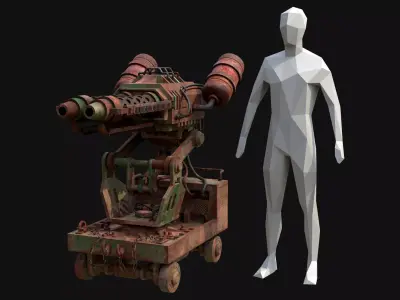 Flamethrower Turret-1-Rusty 3D Model Pack