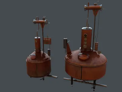 Pot Kettle Stills - Whiskey Distillery  Low-poly 3D model