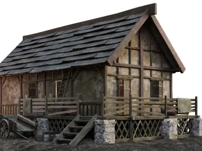 Old House Medieval 18 PBR 4K GameReady Low-poly 3D model