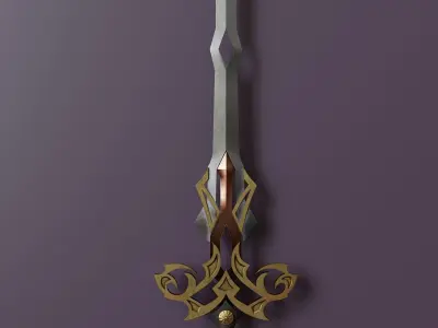Fantasy style sword A1 Low-poly 3D model