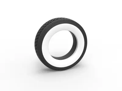 Semi Whitewall tire Scale 1 to 25 3D print model