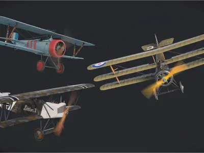 Airplanes WW1 Collection GameReady 3D model