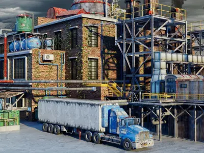 3D Refinery Low-poly 3D model