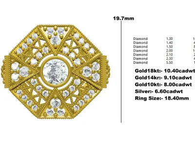 Antique Designer Art Deco Style Ring for Women 3D print model