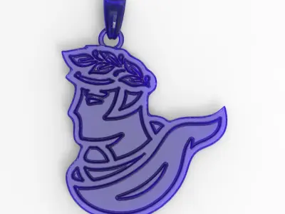 Ancient greek with laurel wreath Pendant 3D print model