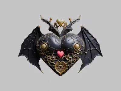Demon Heart Wings 3D Model Low-poly 3D model