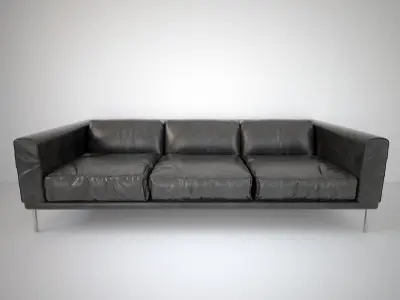 Leather black loft sofa 3D model
