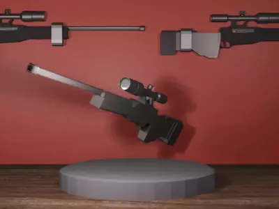 sniper rifle Low-poly 3D model 13
