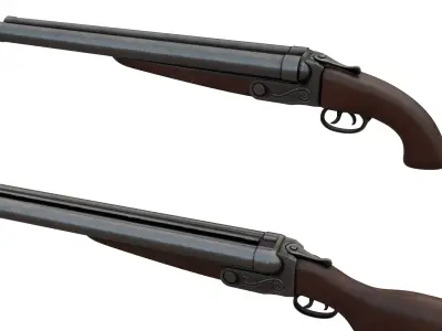 Double Barrel Low-poly 3D model purchase