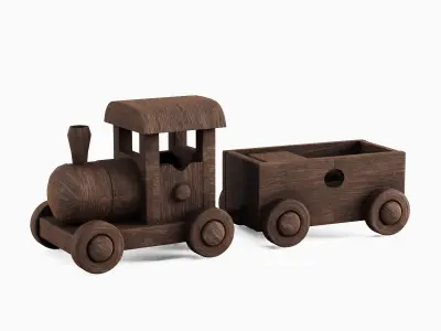 Wooden Toy Train Set 3D model purchase