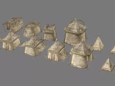 Medieval Market Tent Stalls Collection 3D Model Low-poly 3D model purchase