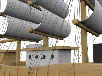 Ship model wooden sailing 3D model