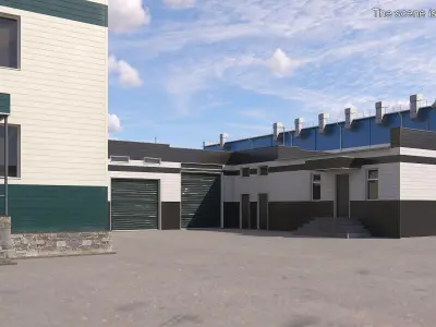 Commercial Facility with Garages 3D model