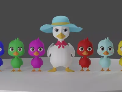 Cartoon Duck Family - 3D Model Pack 3D model