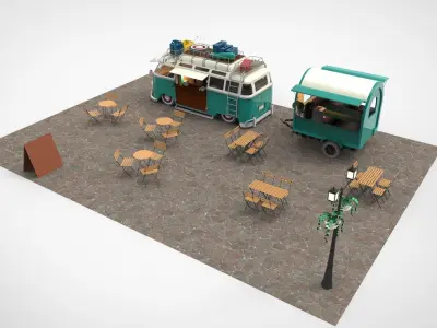 Set Food coffee street cafe 3D model