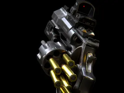 PBR Revolver Low-poly 3D model Low-poly 3D model