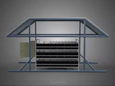 ENERGY POWER STATION SOLAR PANEL PV ARRAY RACK BATTERY BANK PACK 3D model