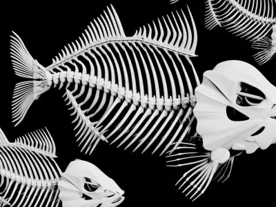 Fish skeleton Low-poly 3D model