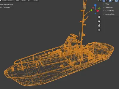 boat 3 Low-poly 3D model