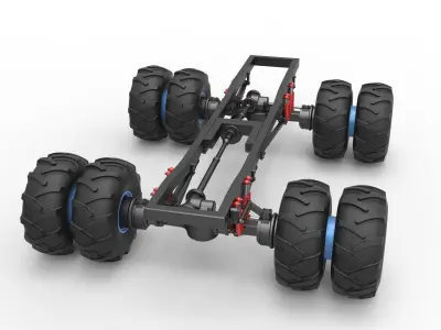 Chassis of vintage monster truck double wheels Scale 1 to 25 3D print model purchase