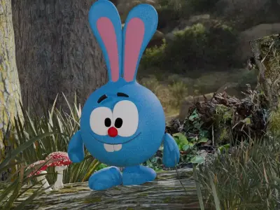 rabbit from the cartoon Smeshariki under the name Krosh Low-poly 3D model