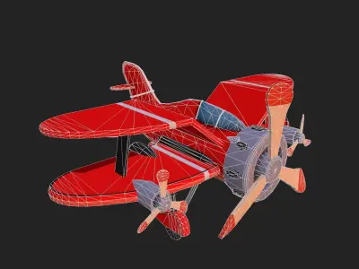 Cartoon low-poly airplane Low-poly 3D model
