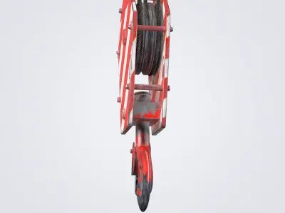 Crane Hook Red Low-poly 3D model