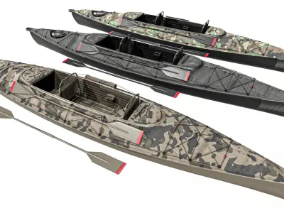 Military Combat kayaks  Package Low-poly 3D model