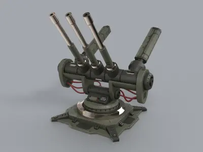 lowpoly Scifi Turret Rigged in Maya Low-poly 3D model