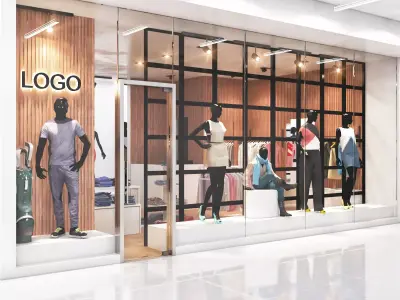  3D clothing store with textures 3D model