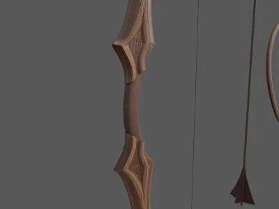 Bow Set Low Poly leather bag with arrow in it Low-poly 3D model