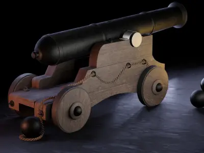 war cannon for game and animation  3D model