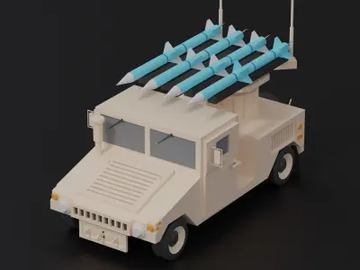 Cartoon HUMVEE Military Hummer Collection Low-poly 3D model
