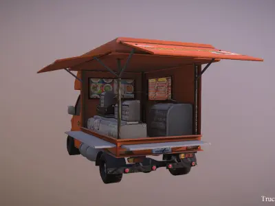 Thailand truck noodle shop low poly Low-poly 3D model