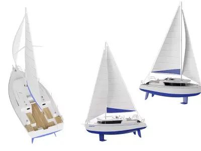 White Sailing Yacht BLENDER 3D Model Cycles 3D model
