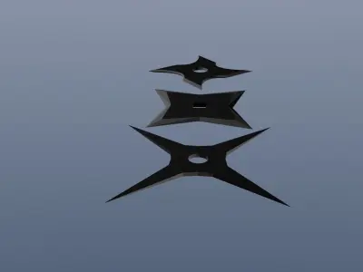 Low poly throwing star shurikens Low-poly 3D model