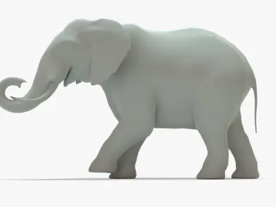 Elephant Rigged Basemesh Low-poly 3D model