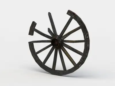 Damaged wheel Low-poly 3D model