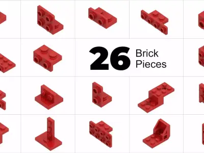 TwindBricks3D - 26 Bricks Plate Bracket collection 3D print model