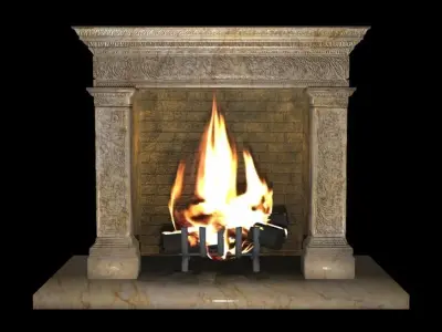 Antique Fireplace Low-poly 3D model
