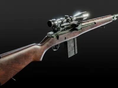 M14 Battle Rifle Low-poly 3D model