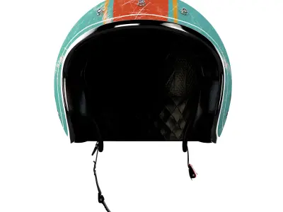 Helmet motorcycle with orange and turquoise stripe 3D model