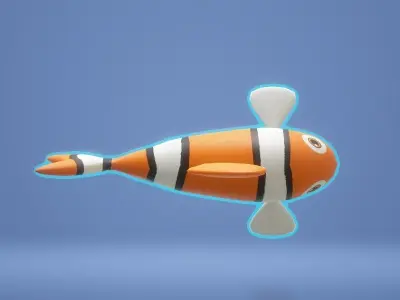 Orange Fish Low-poly 3D model