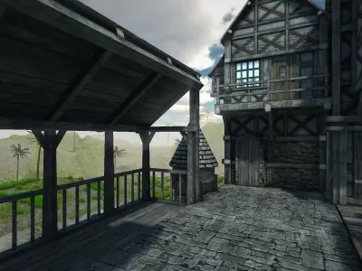 Medieval Castle Low-poly 3D model 8