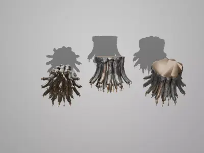 Pipe03 Melted Cables LowPoly LOD Low-poly 3D model