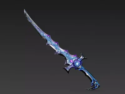 Cartoon Cyber Kris Sword PBR 3D Model Low-poly 3D model
