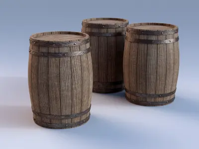 Wooden Barrel 3D model